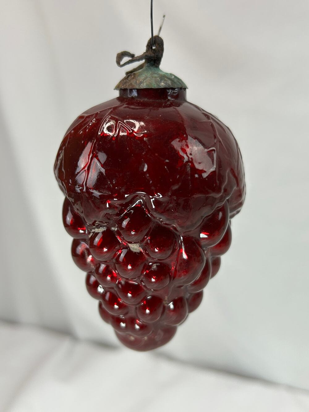 Antique German Red Grape Cluster Kugel Glass Christmas Ornament 4.25" c1900
